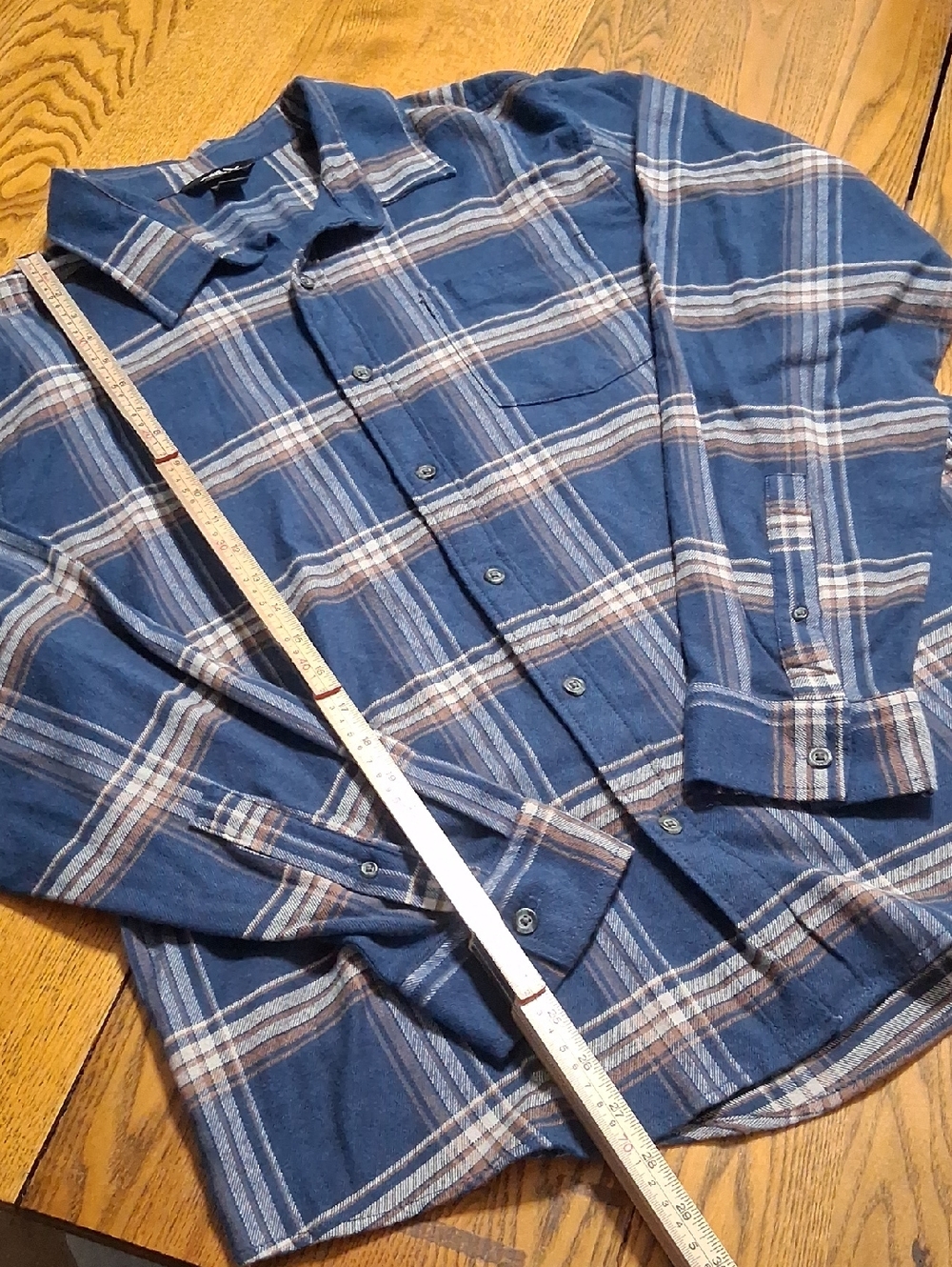 EDDIE BAUER MENS XL Shirt Top BLUE PREOWNED Used BUTTON UP PLAID FLANNEL